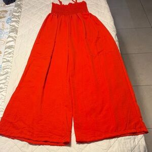 Whistleing Dixie  Red/orange Wide-Leg Jumpsuit